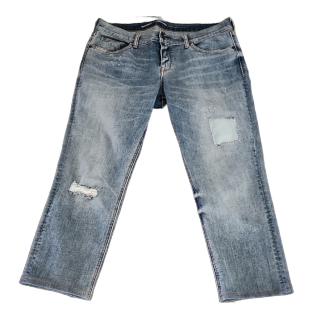 OLD NAVY Boyfriend Straight Ankle Cropped Jeans 36x25 Size 12 Ripped Distressed - Picture 15 of 16